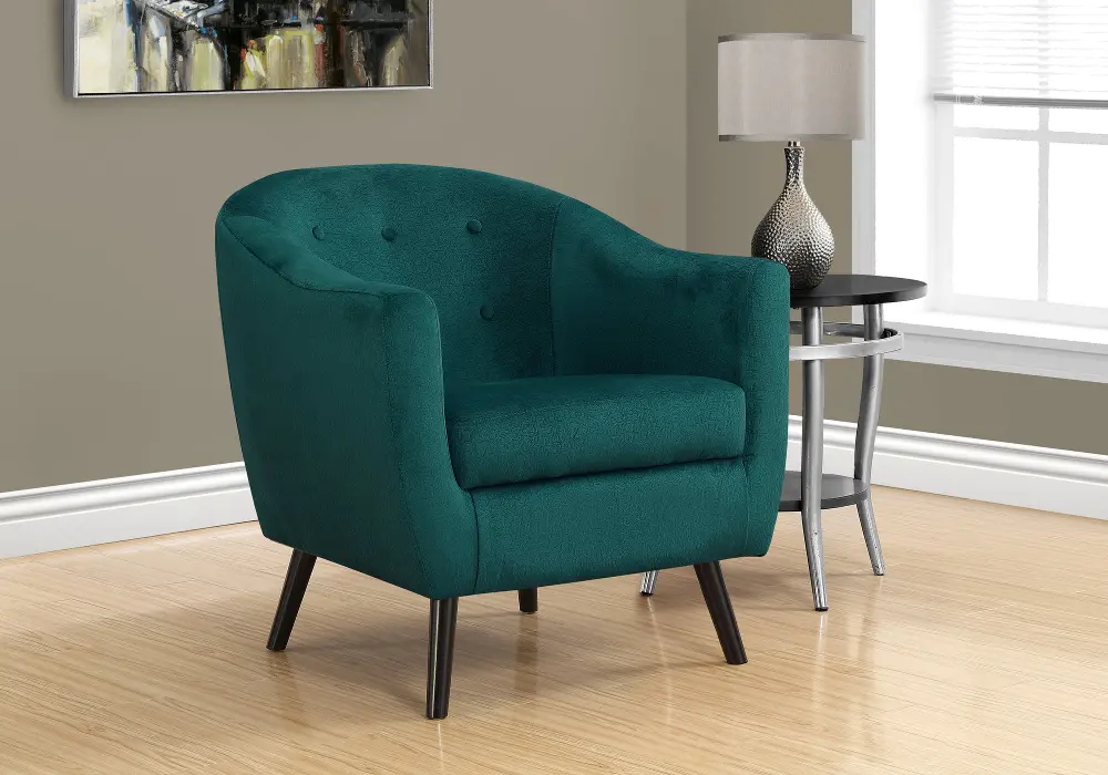 Contemporary Emerald Green Mosaic Velvet Accent Chair-1