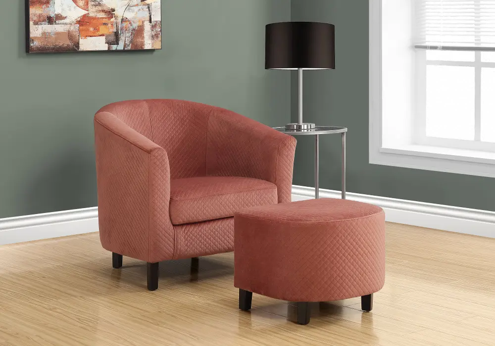 Contemporary Dusty Rose 2 Piece Accent Chair and Ottoman-1