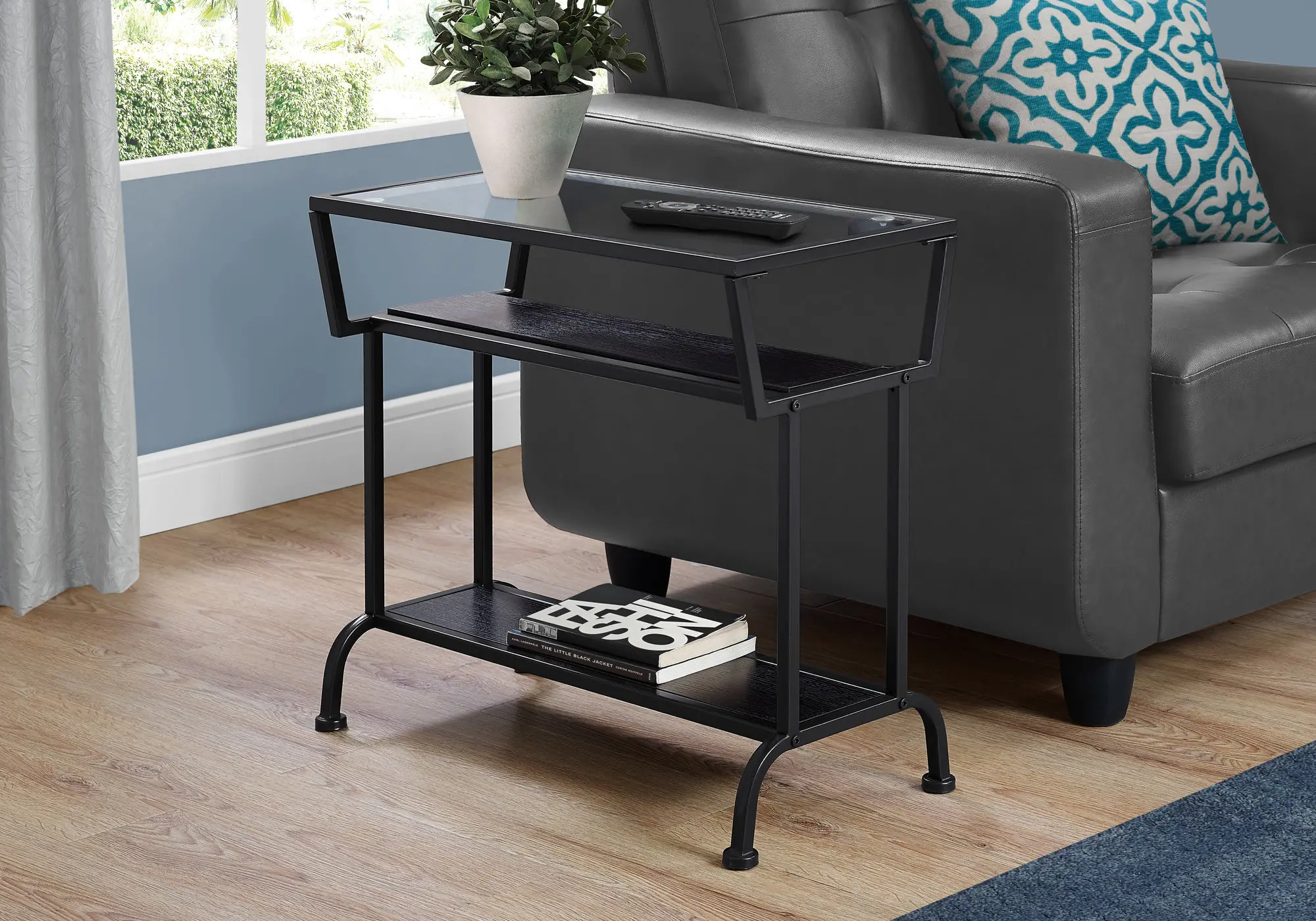 I2066 Cappuccino and Black Modern Accent Table - Side sku I2066
