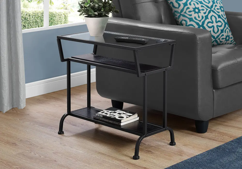 Cappuccino and Black Modern Accent Table - Side-1