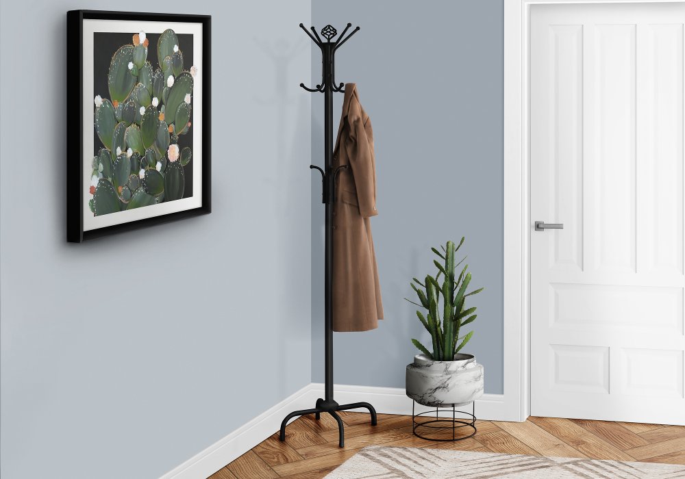 Contemporary Black Metal Coat Rack