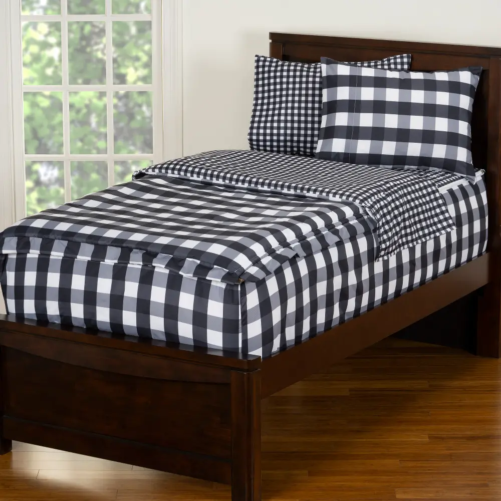 Black and White Full Check It Twice Bunkie Deluxe Bedding-1