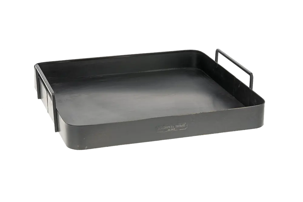 Magnolia Home Furniture Pale Black Metal Square Tray with Handles-1