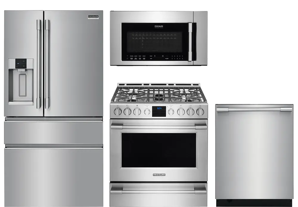 .FRG-PRO-S/S-GAS-PKG Frigidaire Professional Gas Kitchen Appliance Package with 4 Door French Door Refrigerator - 4 Piece, Smudge Resistant Stainless Steel-1
