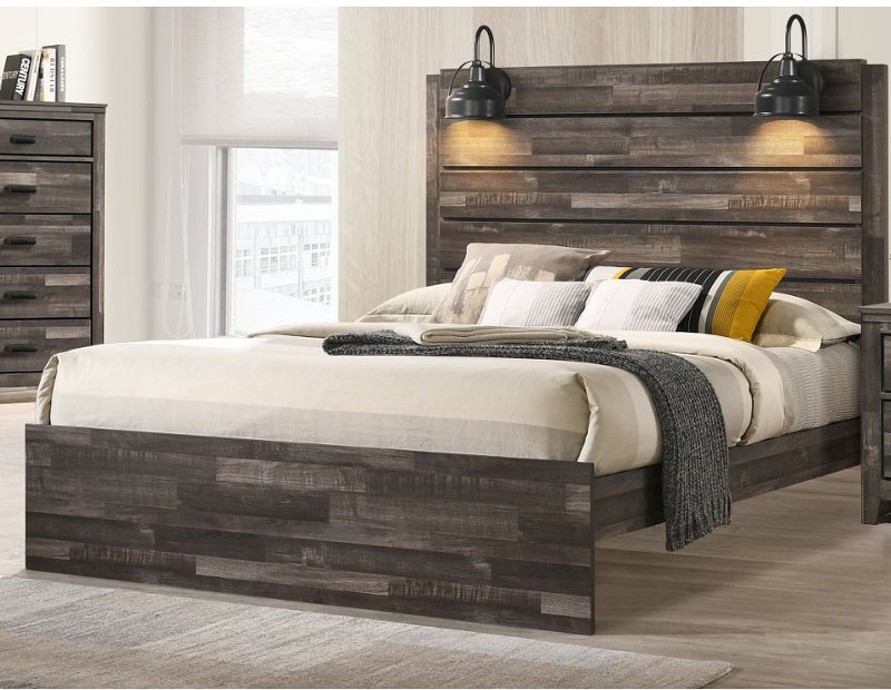 Rustic Contemporary Brown Queen Bed - Carter