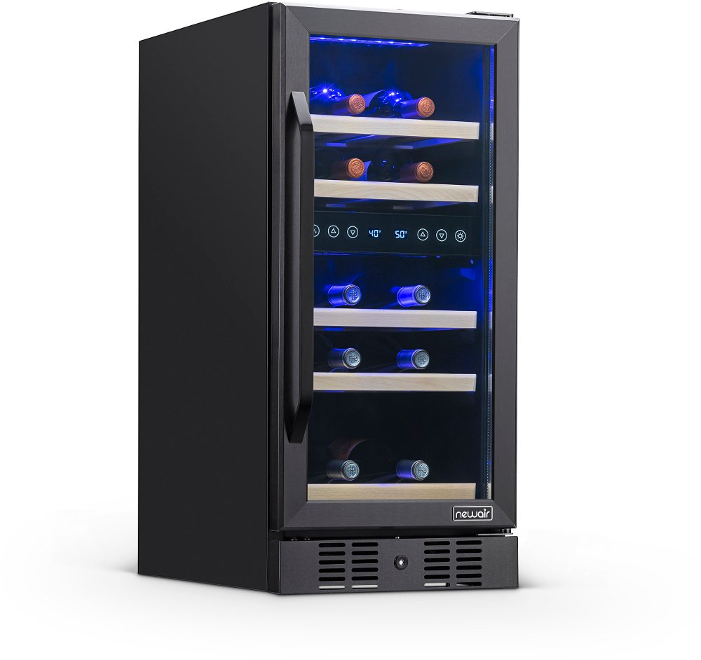 New Air 29 Bottle Dual Zone Wine Fridge - Black Stainless Steel