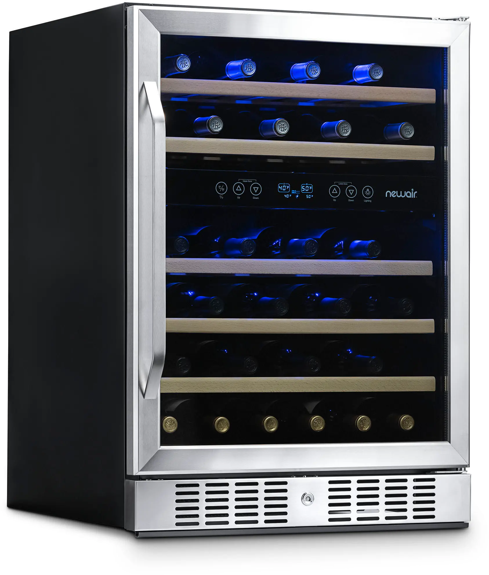 NWC046SS01 New Air 24 Inch 46 Bottle Dual Zone Wine Refrigera sku NWC046SS01