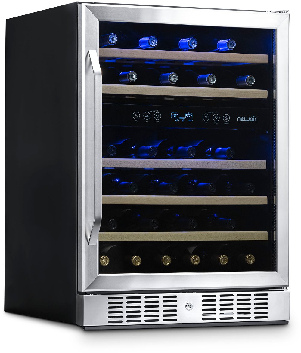 New Air 24 Inch 46 Bottle Dual Zone Wine Refrigerator - Stainless Steel