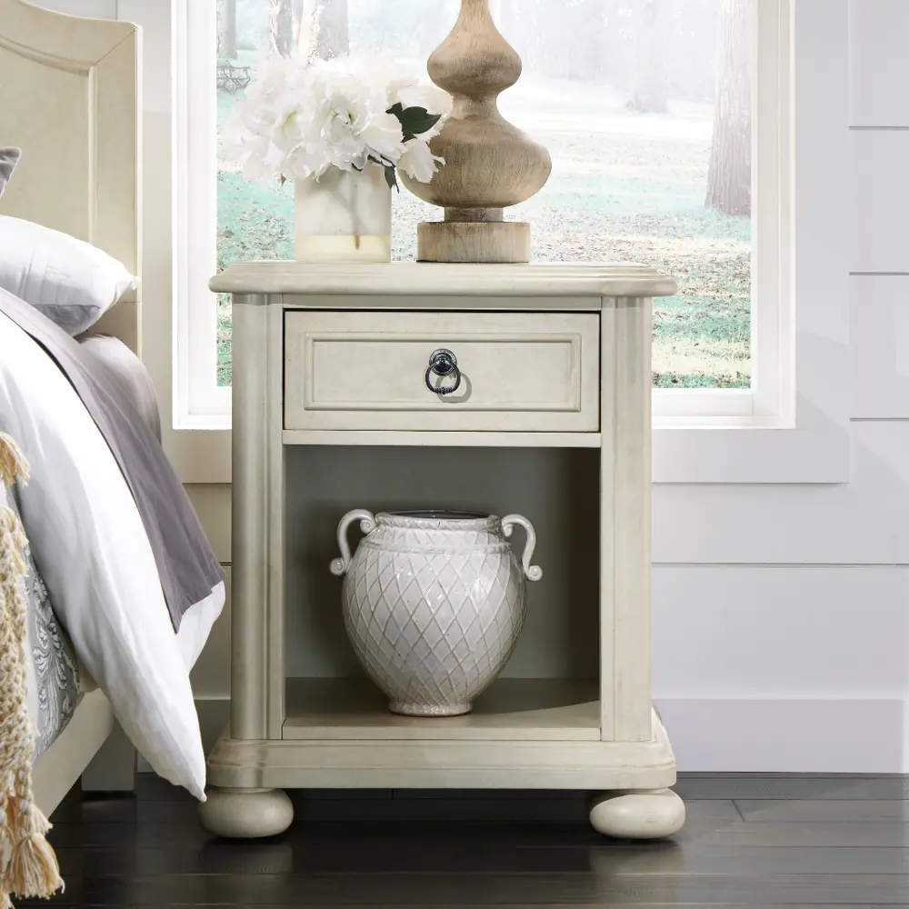 5502-42 Farmhouse Antiqued White Nightstand - Provence-1