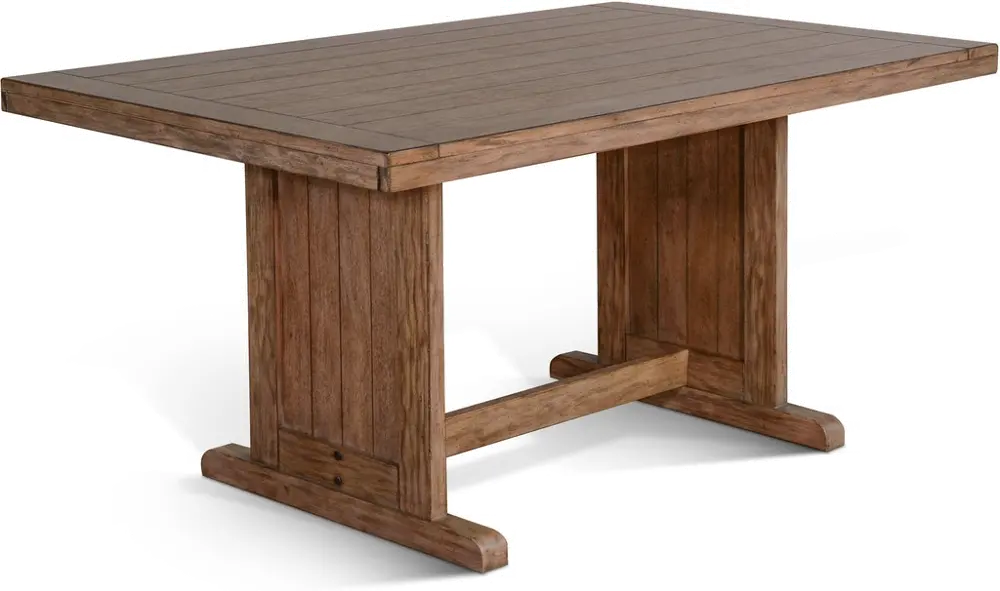 Doe Valley Buckskin Brown Trestle Style Dining Room Table-1