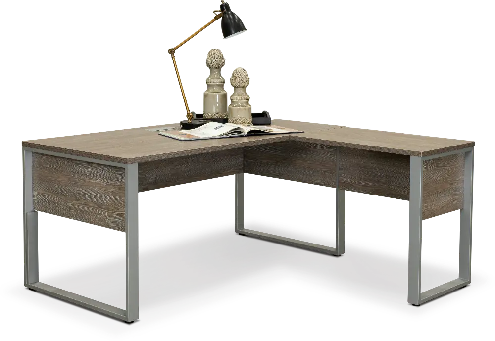 Kalmar Gray Home Office Desk and Return-1