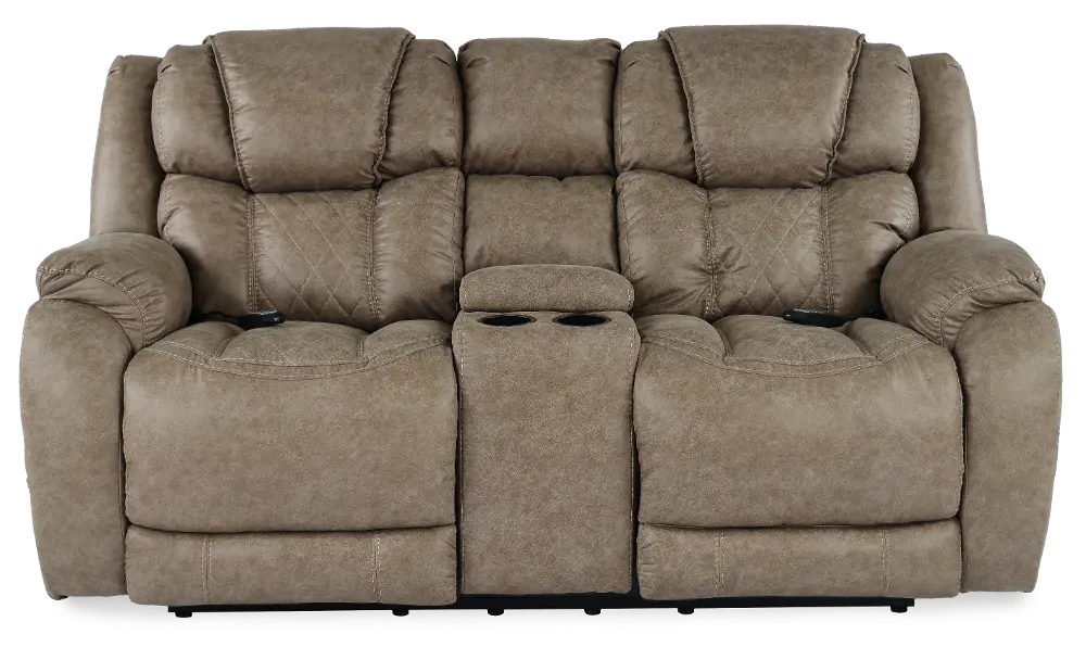 Daytona Mushroom Tan Power Reclining Loveseat with Console-1
