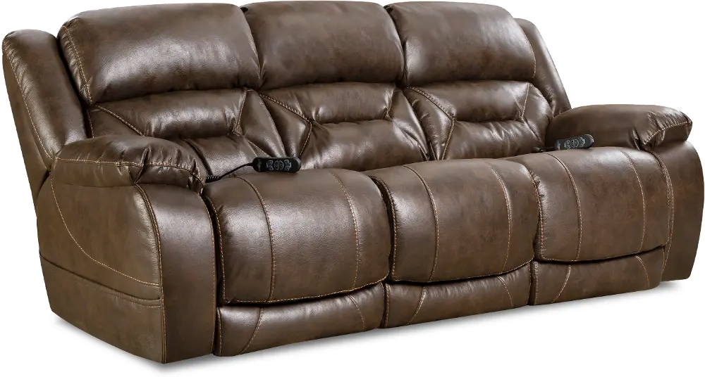 Enterprise Walnut Brown Power Reclining Sofa with Power Headrests-1