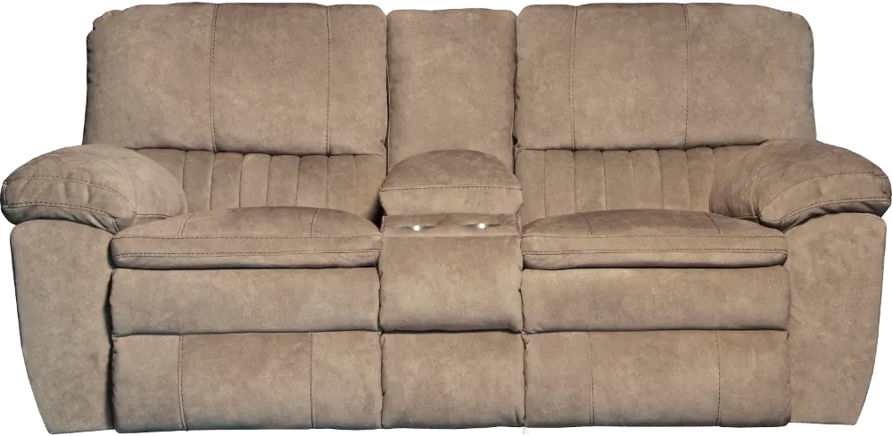 62409 Reyes Portabella Beige Power Lay Flat Reclining Loveseat with Console-1