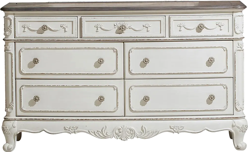 Madi Traditional Antique White Dresser-1