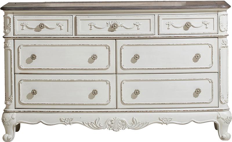 Traditional Antqiue White Dresser, Gray And White Dresser