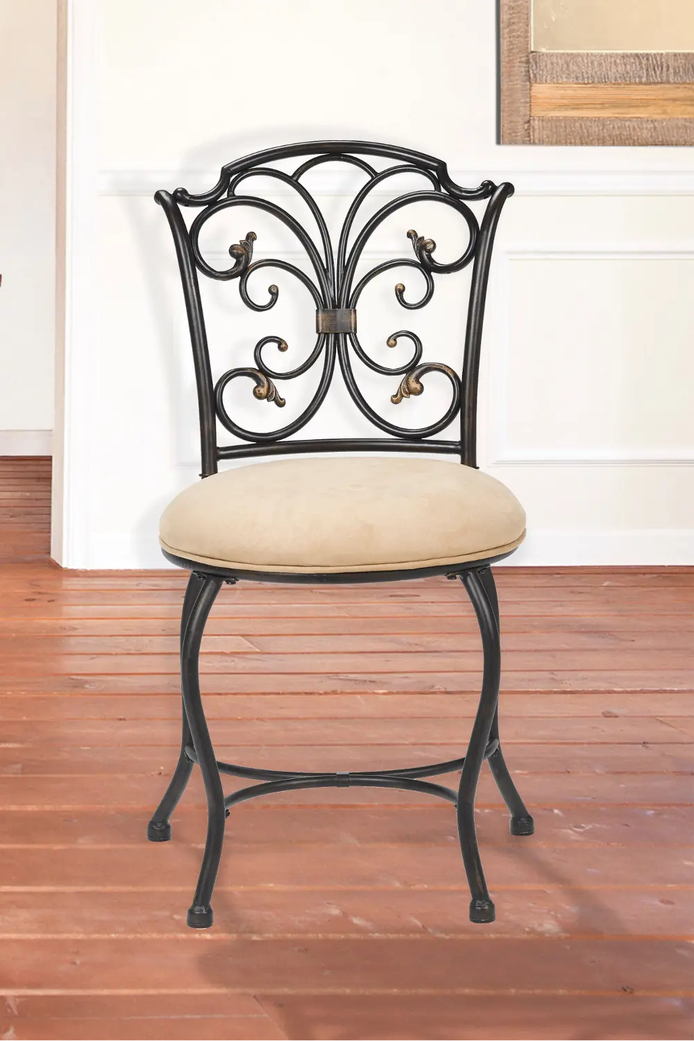 Traditional Black and Gold Vanity Stool - Sparta-1