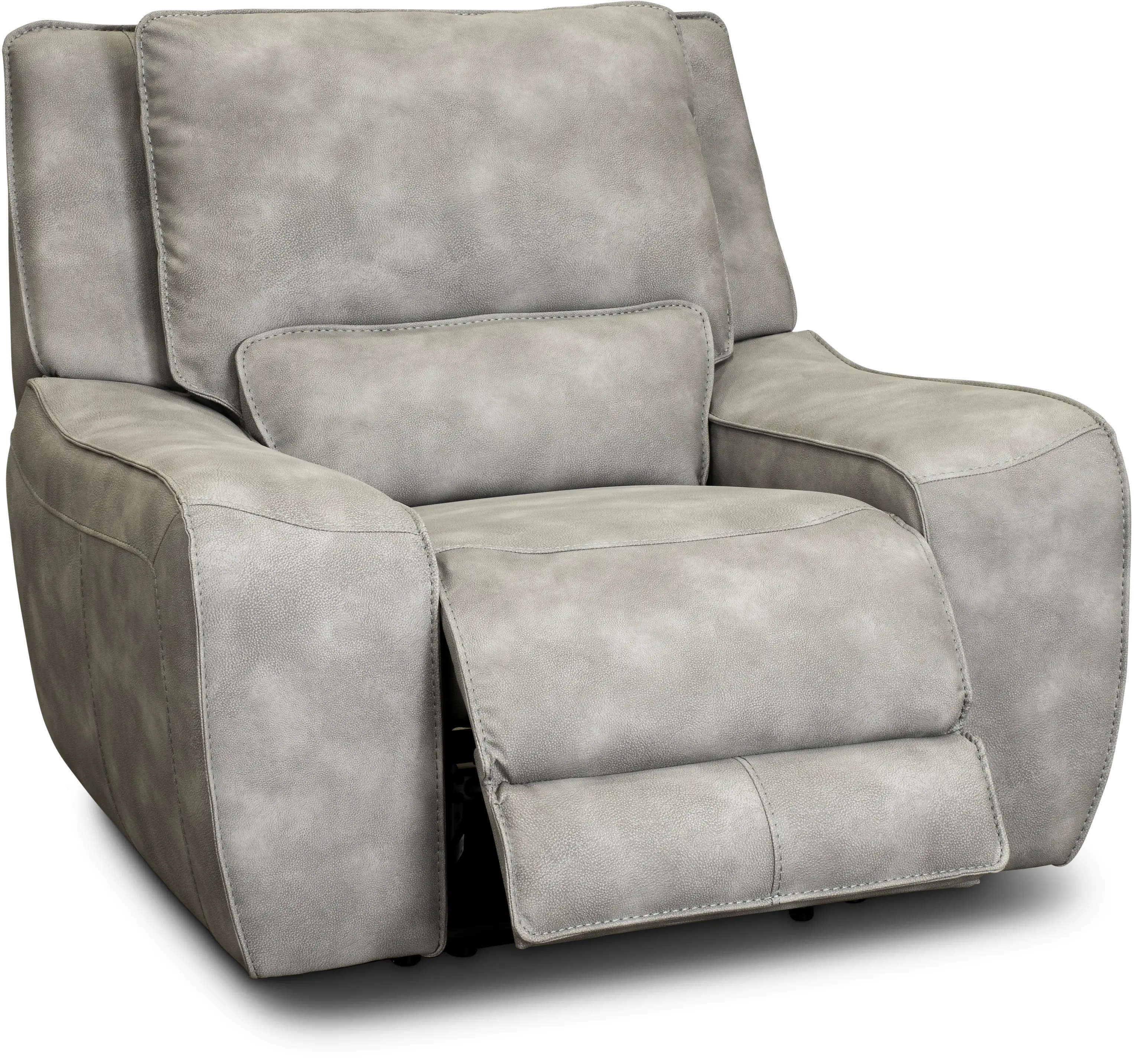 Claude Dual Power Headrest and Lumbar Support Recliner Chair in Light Grey  Genuine Leather