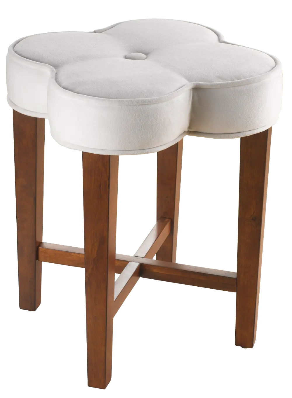 Transitional White and Cherry Clover Vanity Stool-1