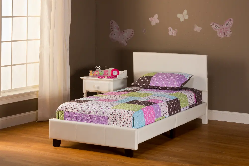 Contemporary White Twin Upholstered Bed - Springfield-1