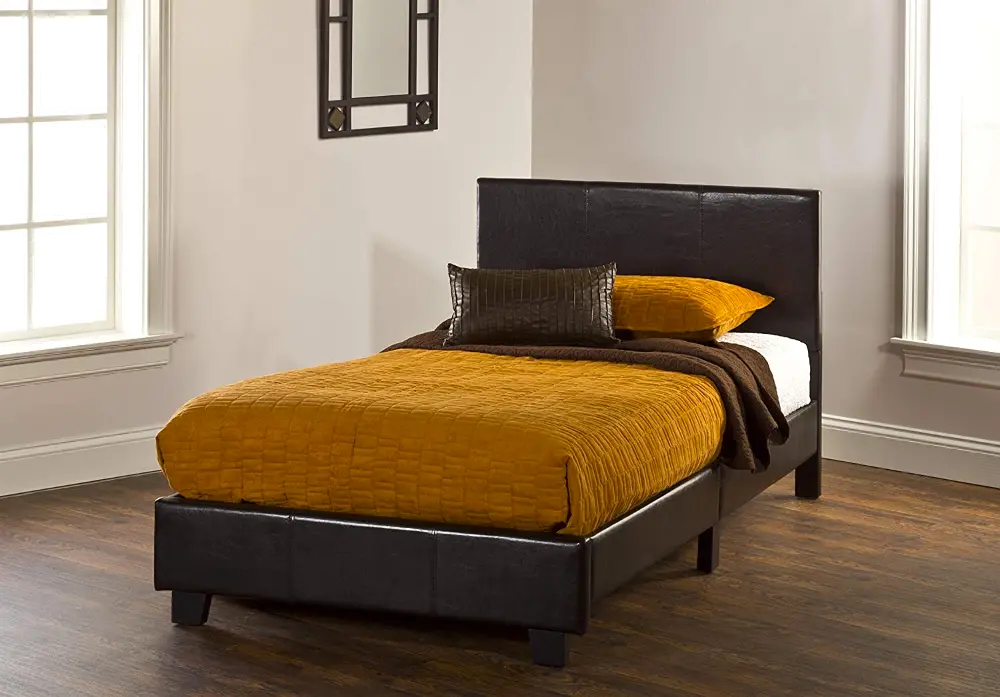 Contemporary Brown Twin Upholstered Bed - Springfield-1