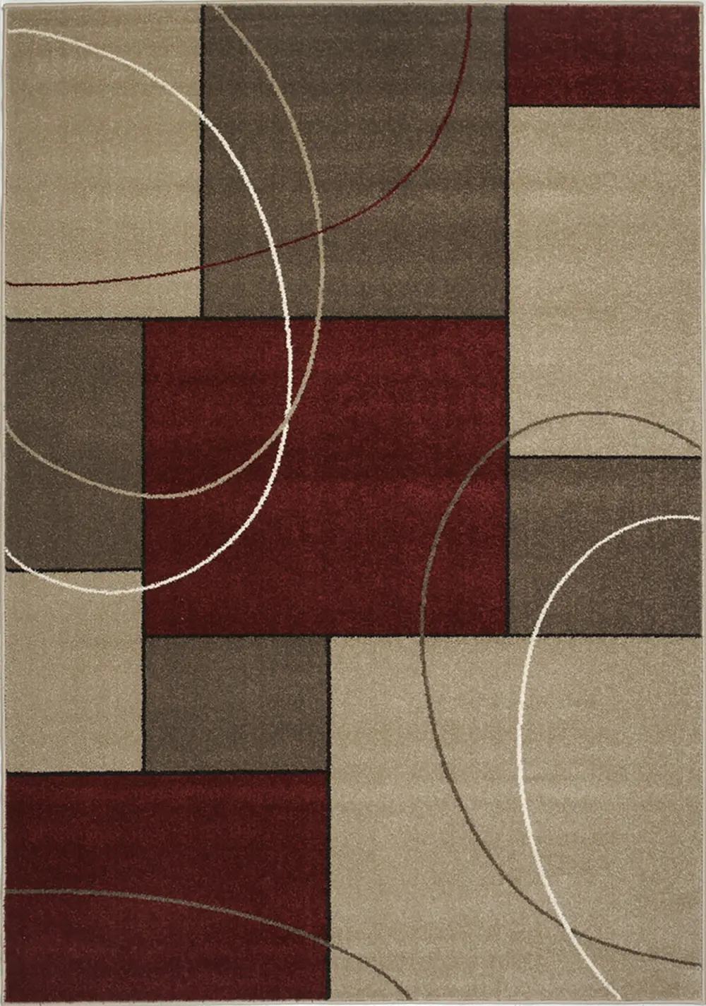 8 x 11 Large Burgundy and Taupe Area Rug - Casa-1