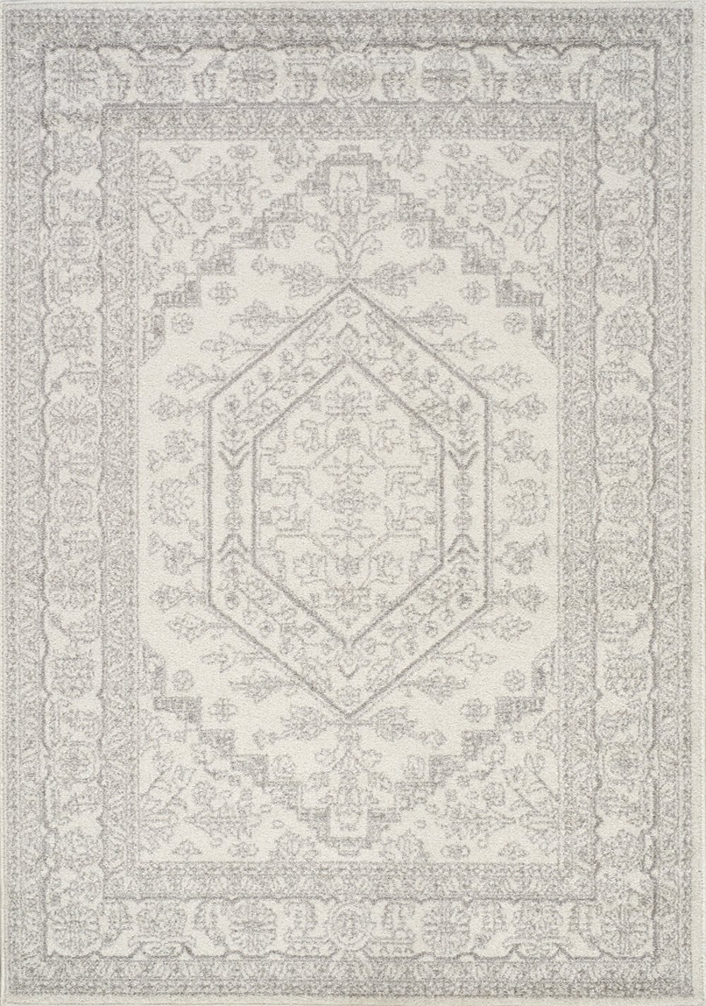 112044085 5 x 8 Medium Elegant White Faded Area Rug - Focus sku 112044085