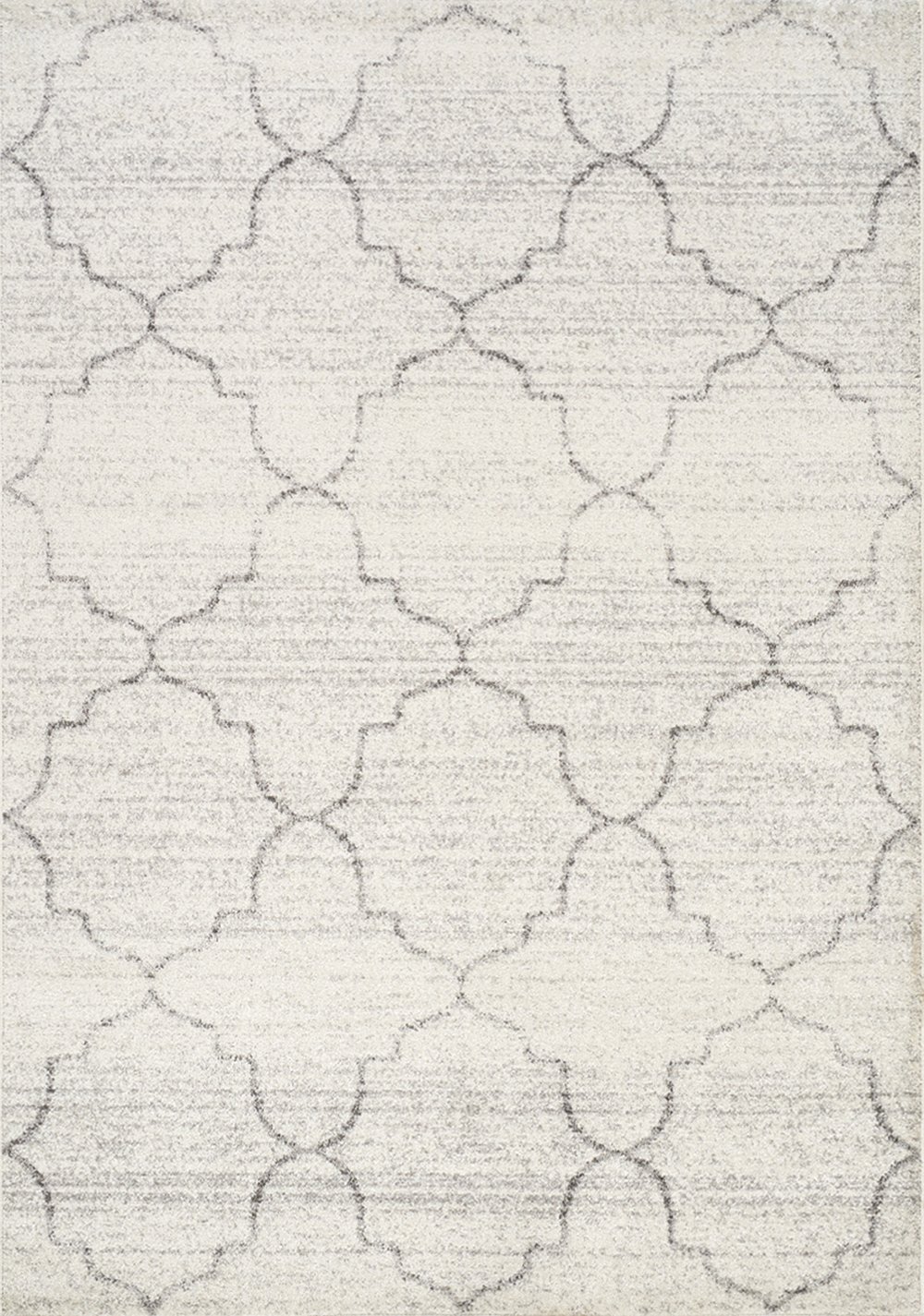 8 x 11 Large Ogee White and Gray Area Rug - Focus