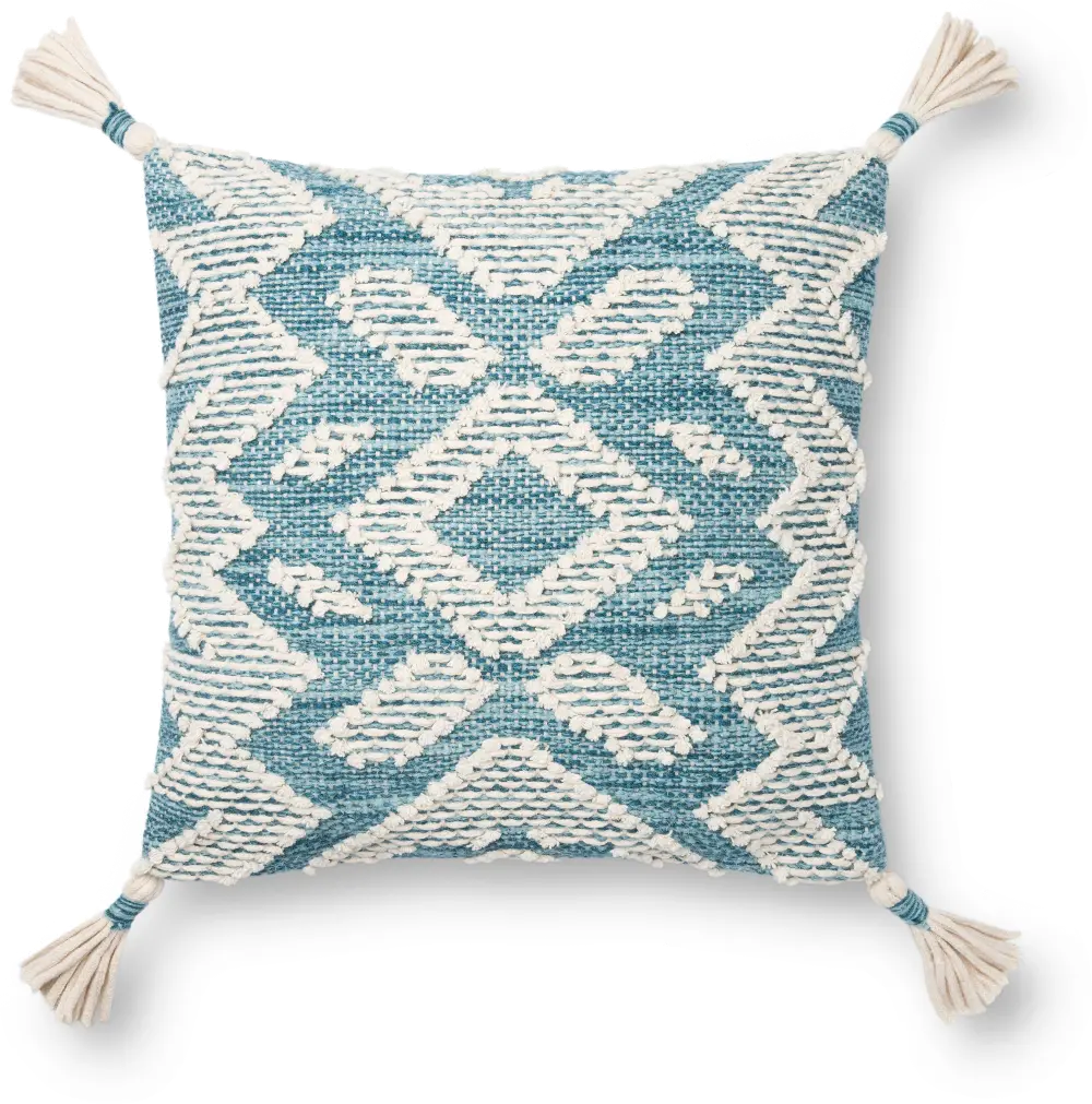 P1147 Magnolia Home Furniture Blue and Off White Throw Pillow-1