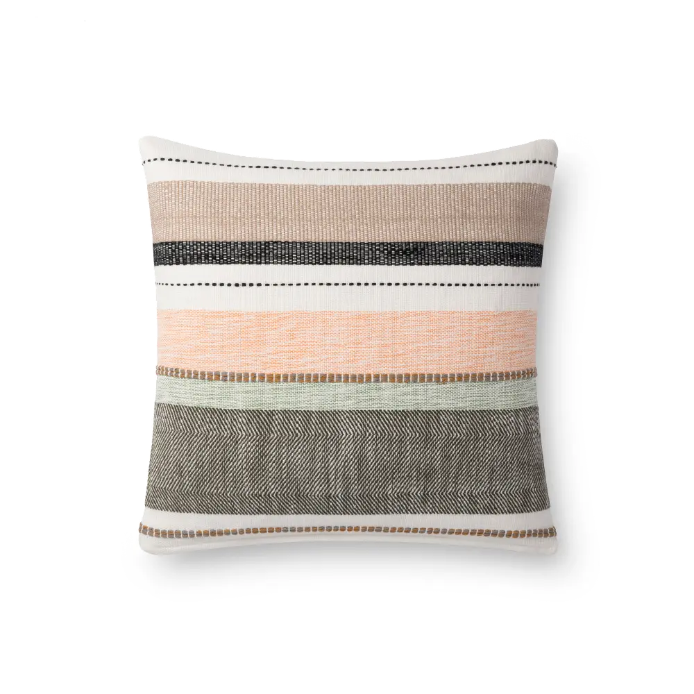 P1112MHMULTIBL Magnolia Home Furniture Blush and Multi Colored Stripe Throw Pillow-1