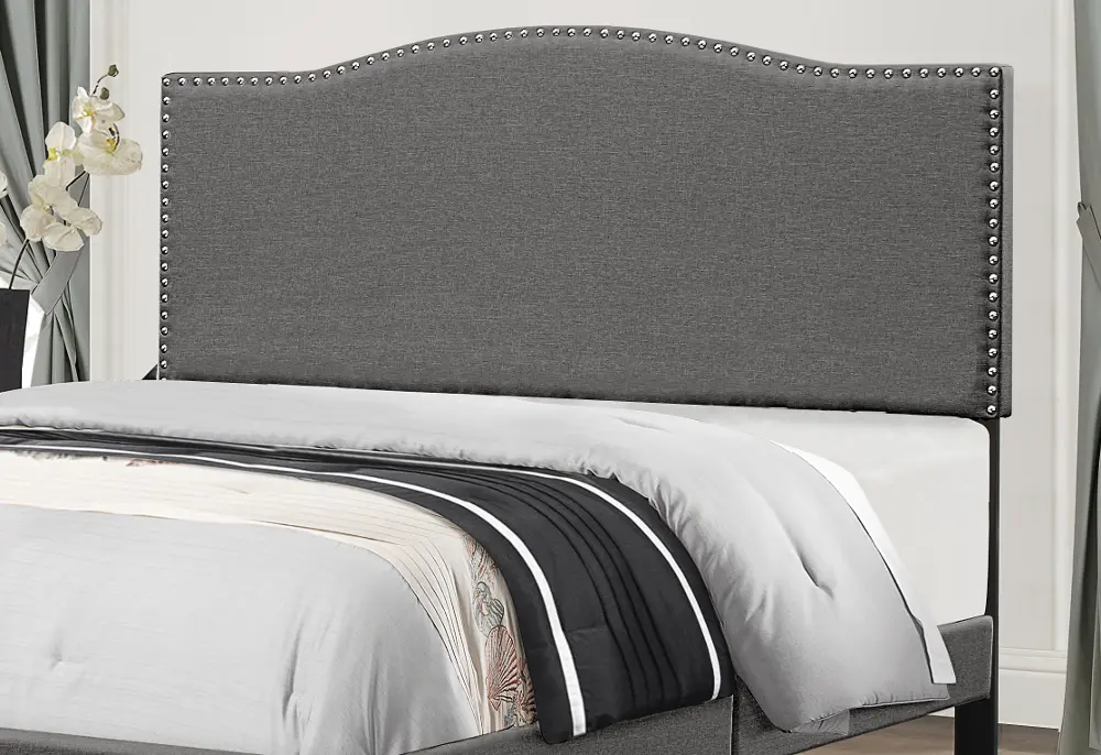 Classic Stone Gray Full-Queen Upholstered Headboard - Kiley-1