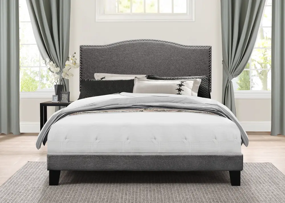 Classic Traditional Stone Gray King Upholstered Bed - Kiley-1