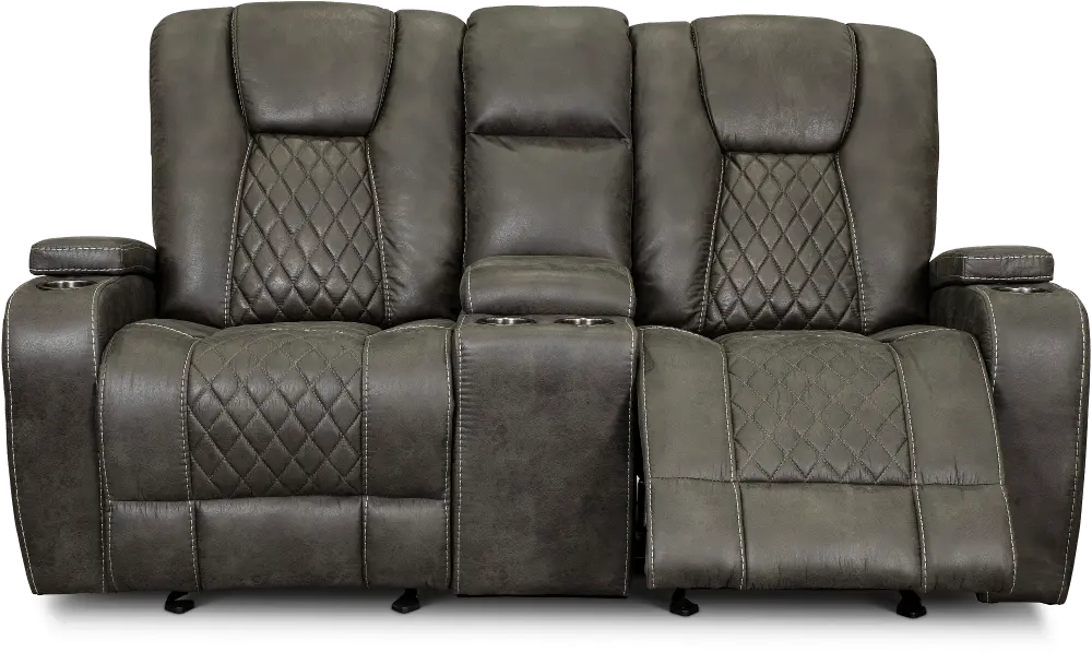 Transformer Granite Gliding Reclining Loveseat with Console-1