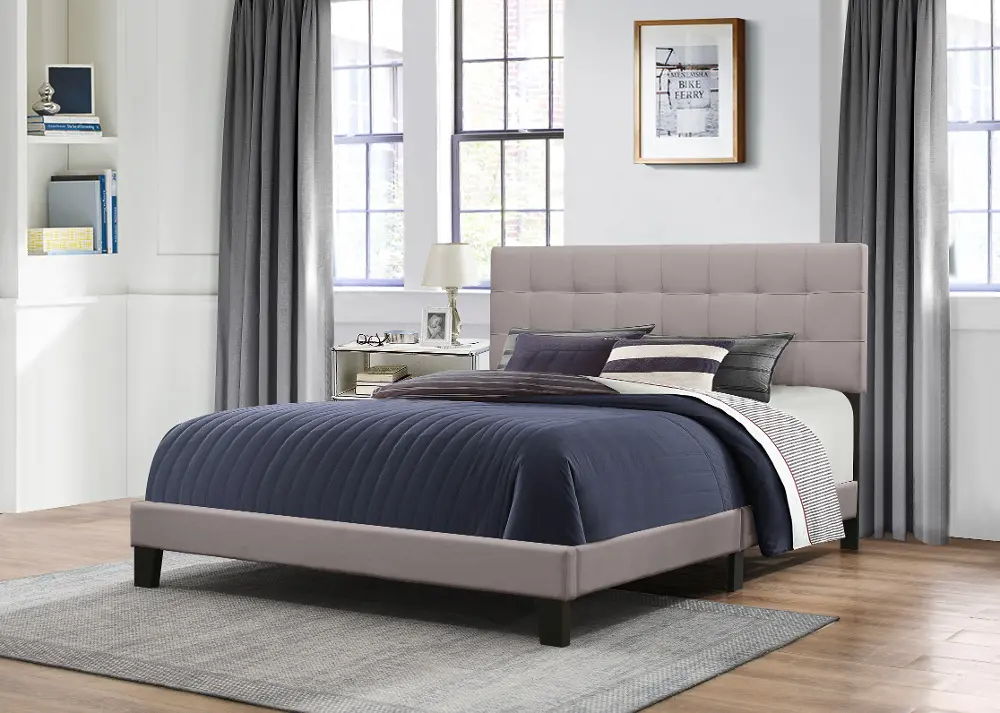 Delaney Stone Gray Queen Upholstered Bed-1