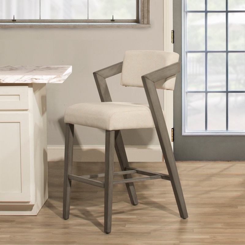 Gray And Ivory Upholstered Counter, Counter Height Stools No Assembly Required