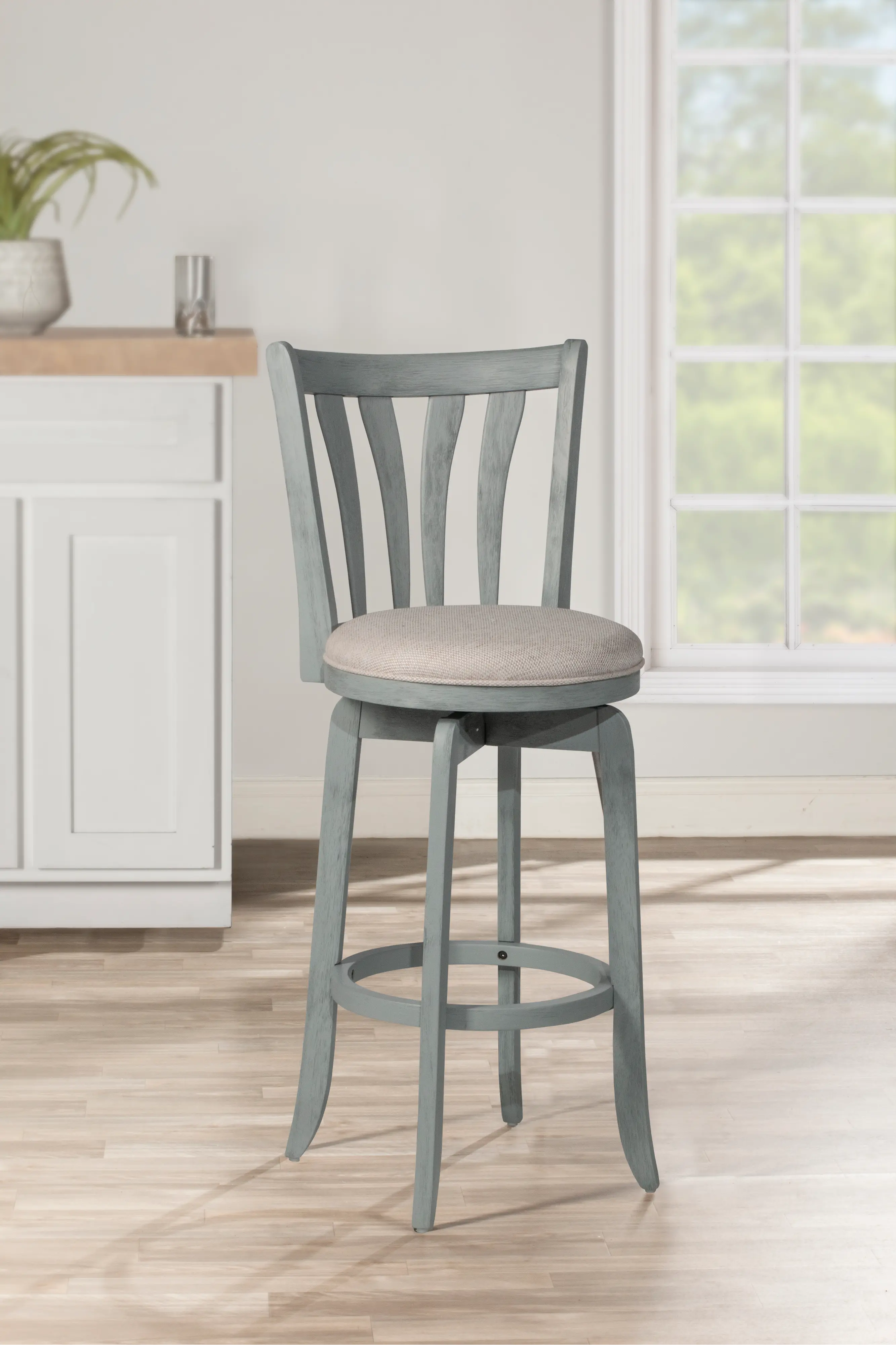 Farmhouse Brushed Blue Swivel Counter Height Stool - Savana