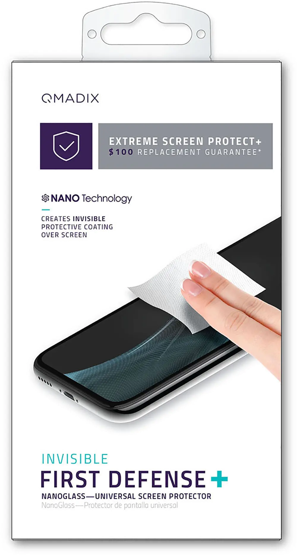 QM-ITALSP-P,NANO-100 Qmadix $100 Insurance NanoGlass Universal Screen Protector-1