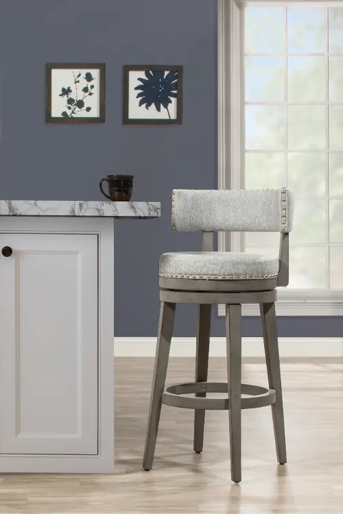 Gray leather best sale swivel bar stools