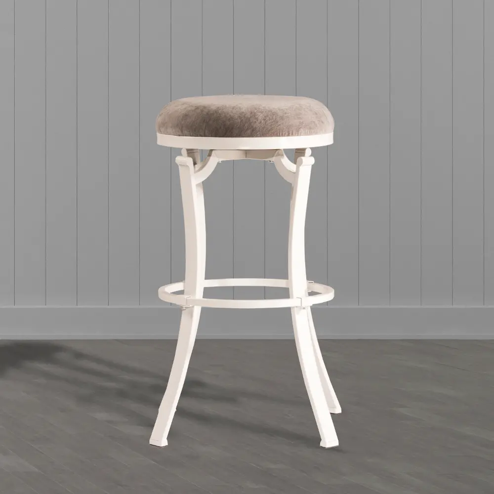 White and Gray Backless Swivel Counter Height Stool - Kelford-1