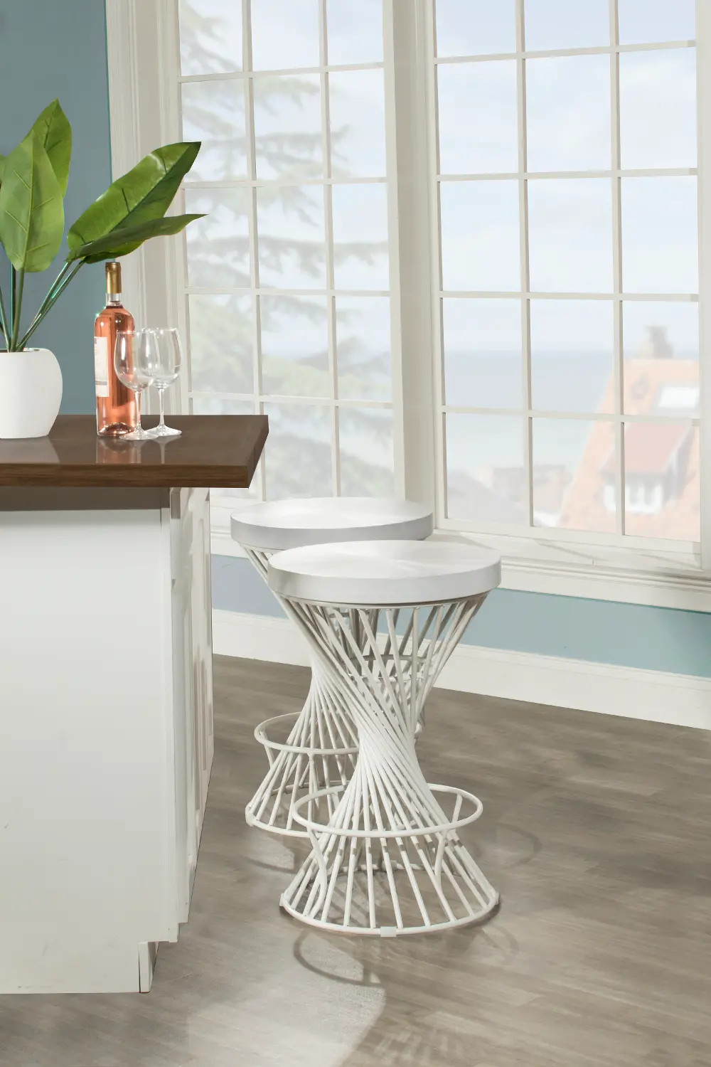 White Metal Backless Counter Height Stool - Kanister-1