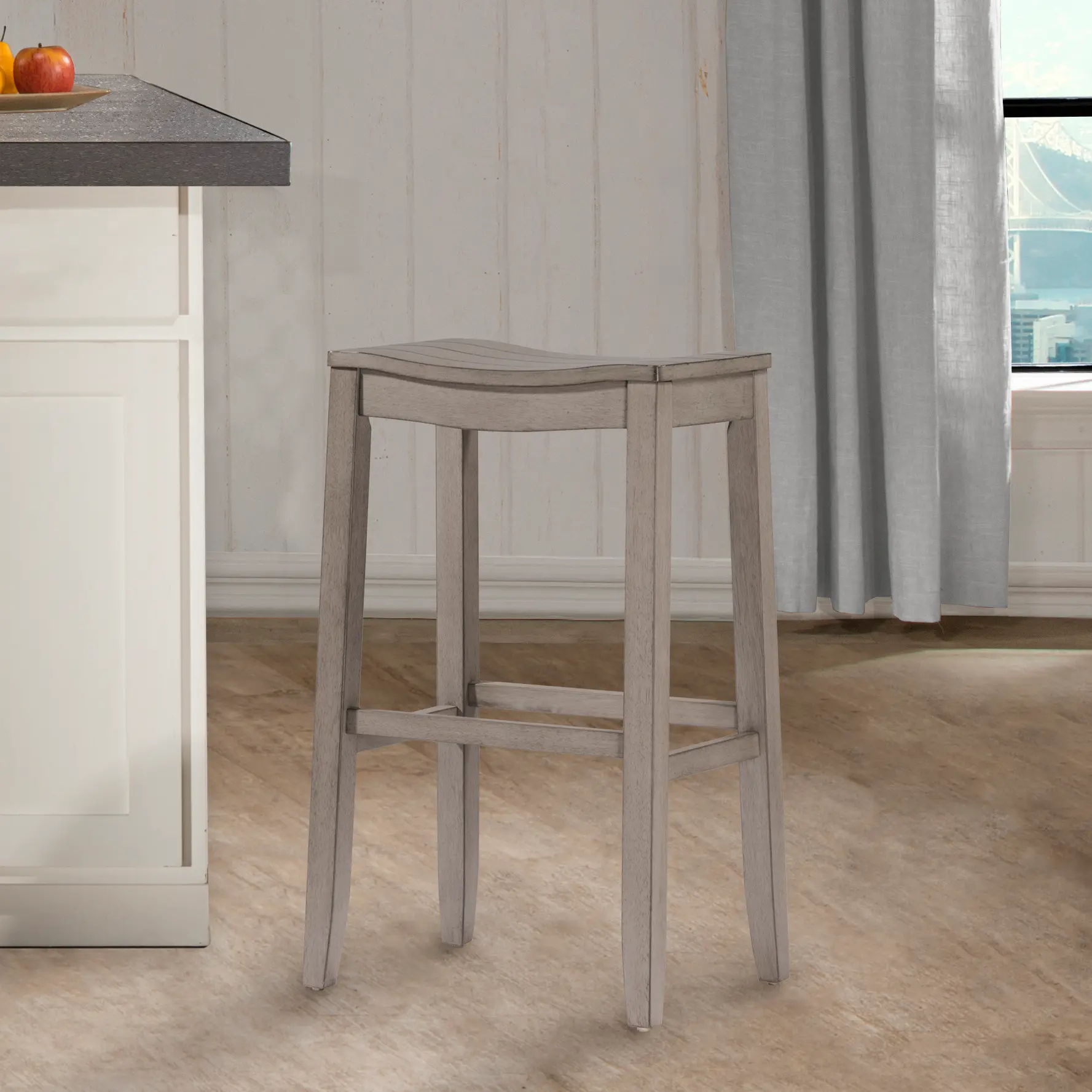 Fiddler Gray Saddle Bar Stool