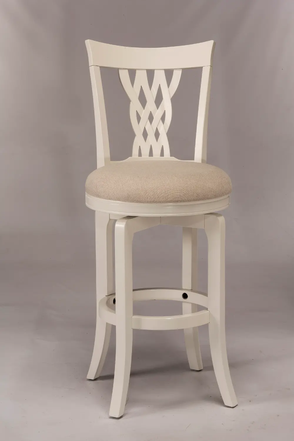 Traditional White Swivel Counter Height Stool - Embassy-1