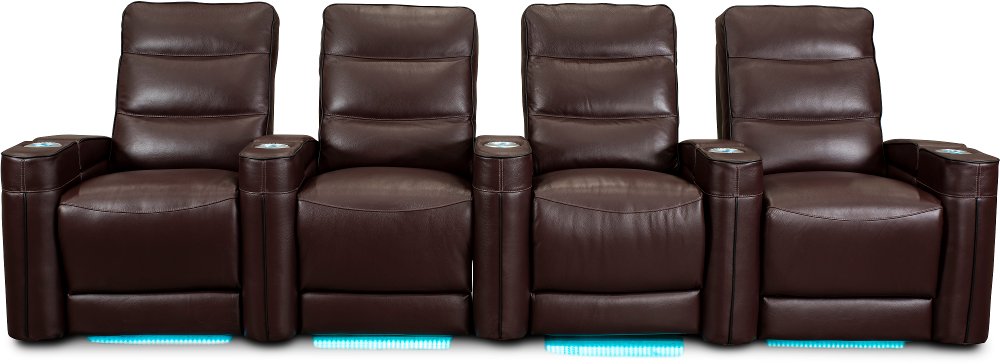 Beckett Wine Red Leather-Match 4 Piece Home Theater Seating
