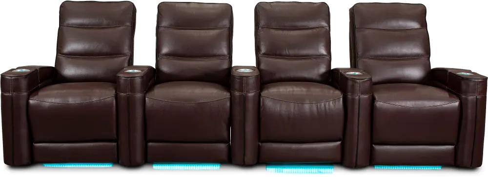 Beckett Wine Red Leather-Match 4 Piece Home Theater Seating-1