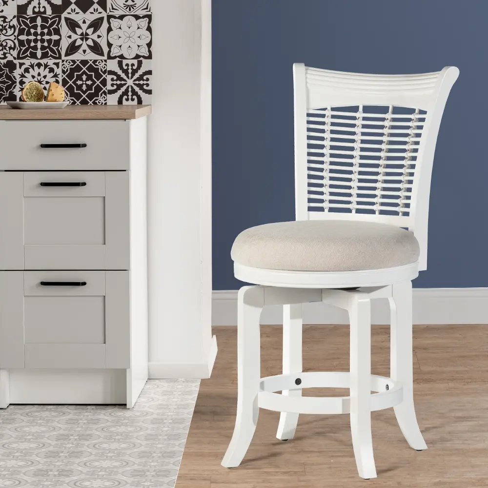 White Swivel Counter Height Stool - Bayberry-1