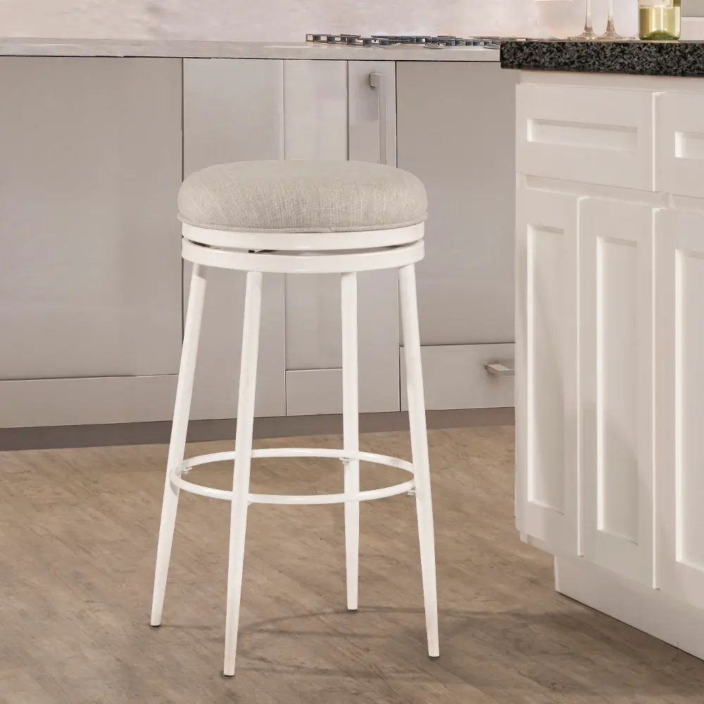 Off White Swivel Counter Stool - Aubrie-1
