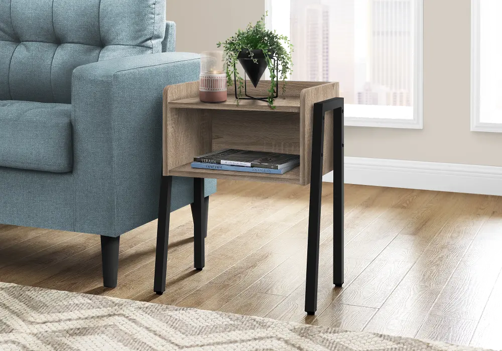Contemporary Black and Taupe End Table - Mavis-1