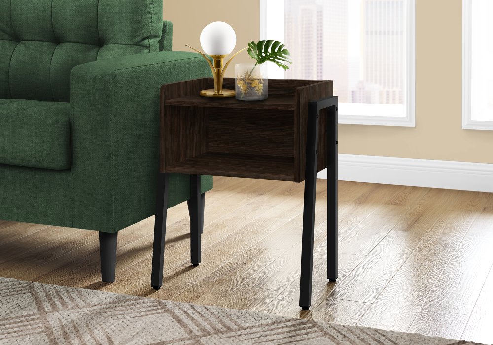 Contemporary Espresso and Black End Table - Mavis