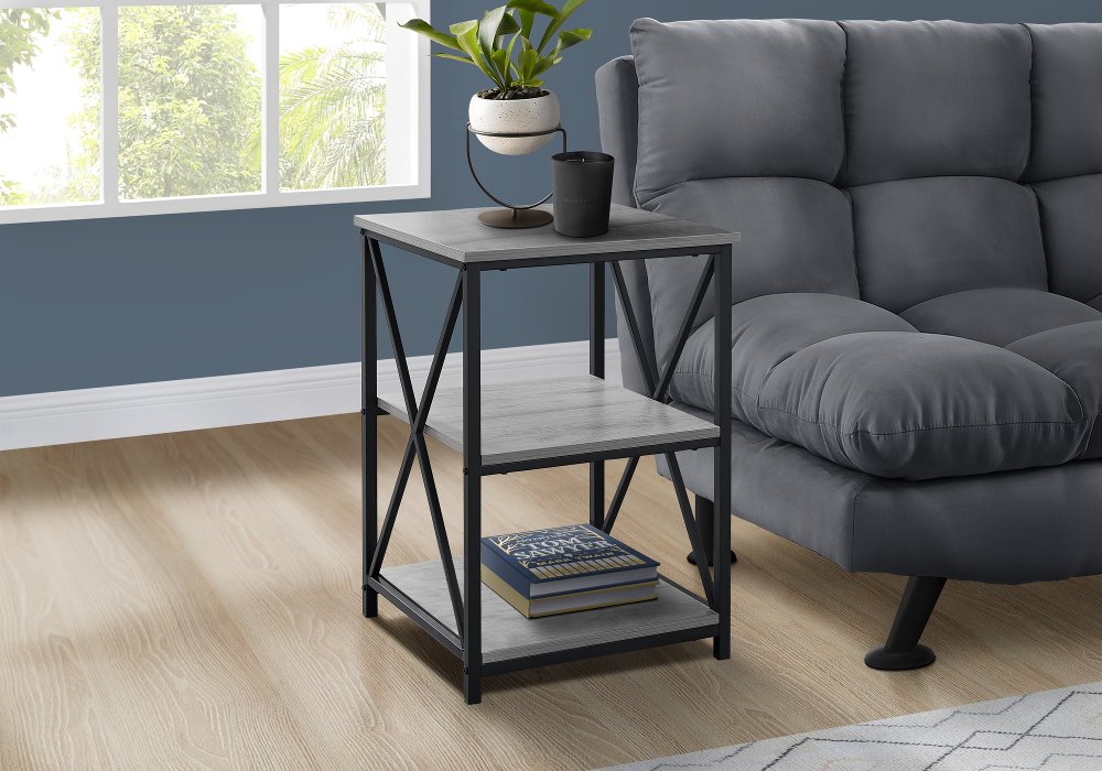 112056326 Gray and Black End Table - X Frame sku 112056326