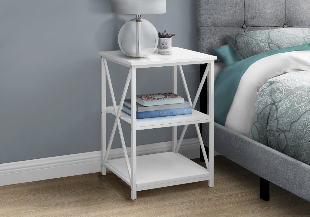 112056369 Contemporary White End Table - X Frame sku 112056369